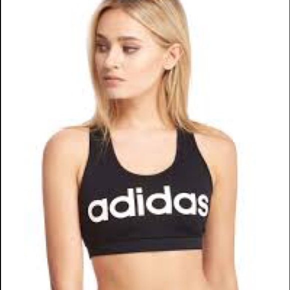 Adidas Black Logo CLIMALITE Racerback Sports Bra - Picture 4 of 5